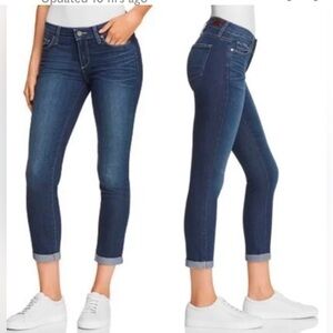 PAIGE Blue Ankle Cropped Jeans with Tapered Leg